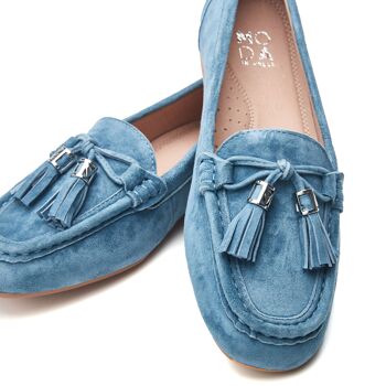 Moda in Pelle Mocassins en daim bleu Famina pour femmes 4