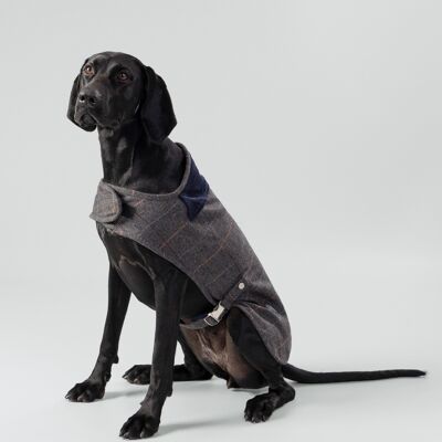 Hackett x Hugo Hudson Grey Checked Herringbone Tweed Dog Jacket