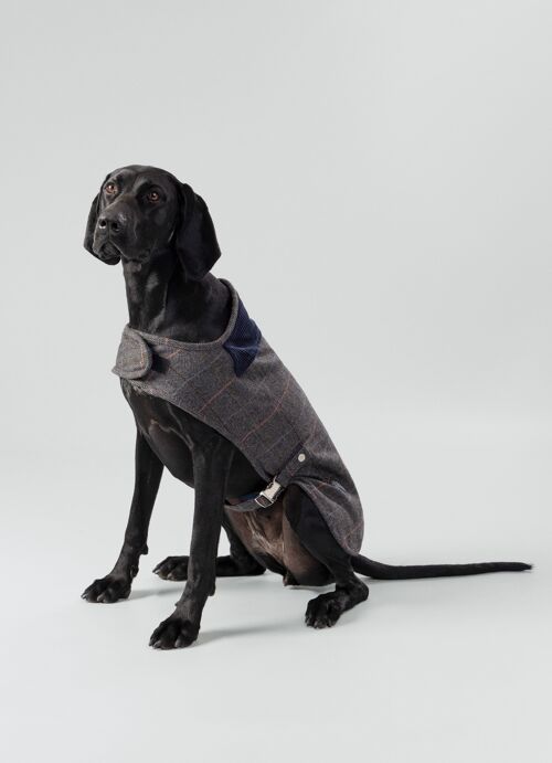 Hackett x Hugo & Hudson Grey Checked Herringbone Tweed Dog Jacket