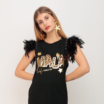 T-SHIRT EN PLUME LÉOPARD MALA