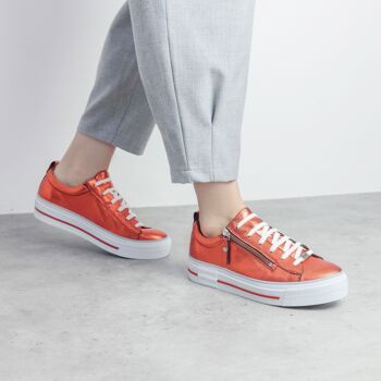 Moda in Pelle Baskets Filician en cuir métallisé orange femme 2