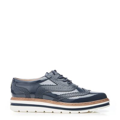 Moda in Pelle Genisiss Navy Porvair Brogues pour femmes