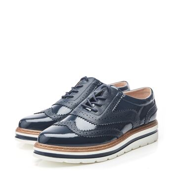 Moda in Pelle Genisiss Navy Porvair Brogues pour femmes 2