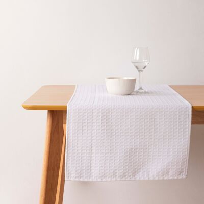 White Waffle Table Runner 45x140 cm