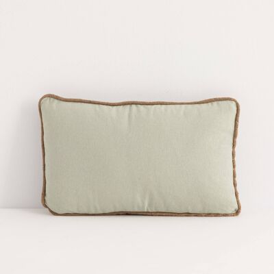 Coussin décoratif avec garnissage 30x50 cm Passepoil Jute Sauge