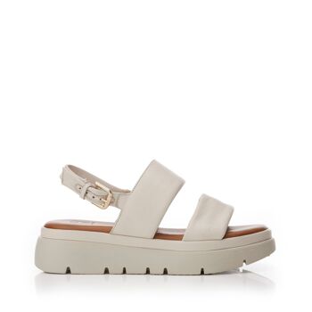 Moda in Pelle Netty, sandales en cuir blanc cassé pour femme 1