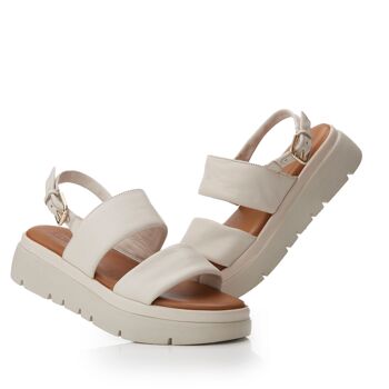 Moda in Pelle Netty, sandales en cuir blanc cassé pour femme 5