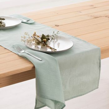 Chemin de table 100% Lin Aqua 45x140 cm 1