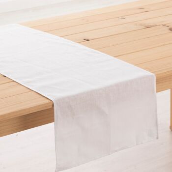 Chemin de table 100% Lin blanc 45x140 cm 2