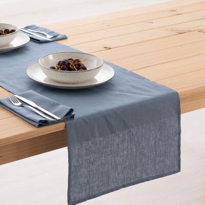 Camino de mesa lino 100% Denim Blue 45x140 cm