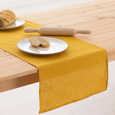 Mustard 100% linen table runner 45x140 cm