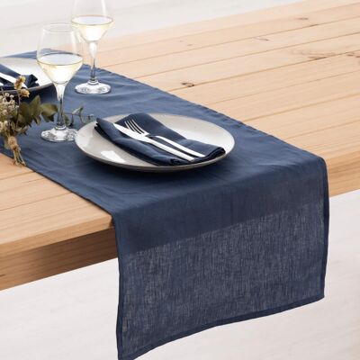 100% linen table runner Night Blue 45x140 cm