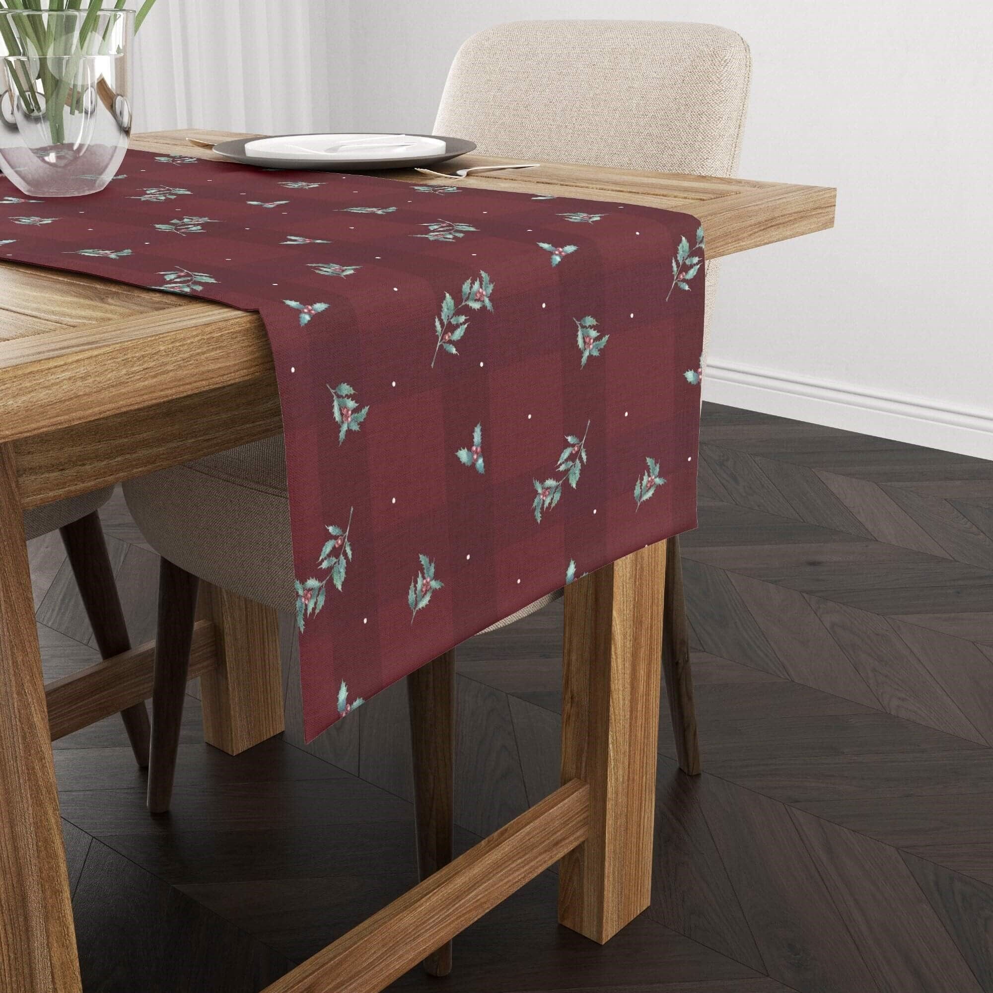 Red Christmas velvet table runner 1