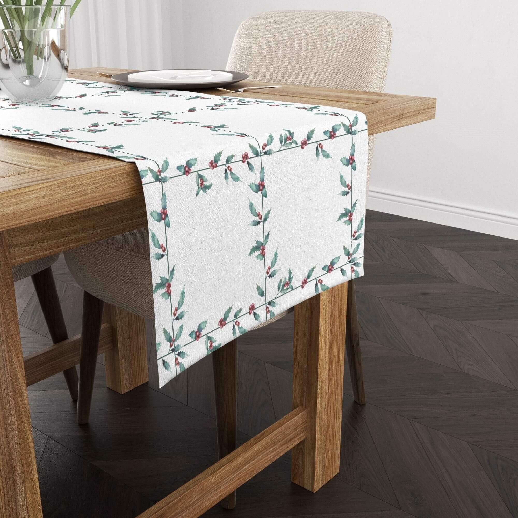 White Christmas velvet table runner 1