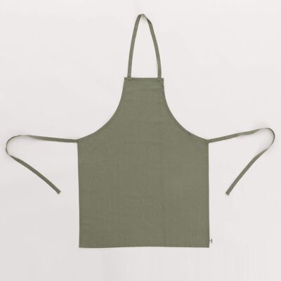 Schürze ohne Tasche, 100 % Leinen, Armeegrün – 110 x 69 cm