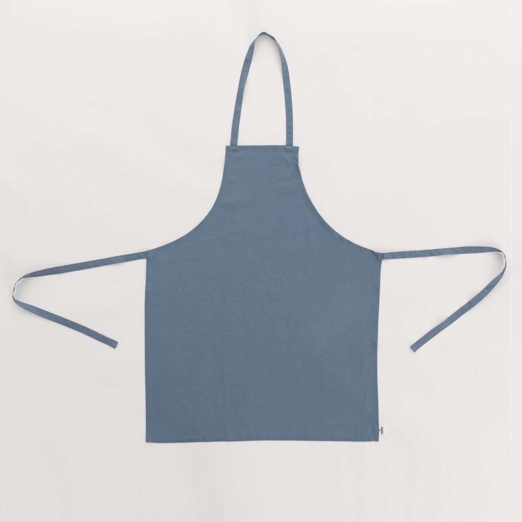 Apron without pocket 100% Linen Denim Blue - 110x69 cm