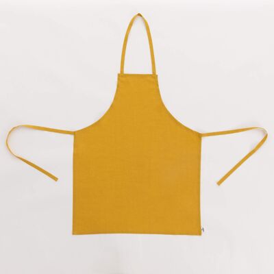 Apron without pocket 100% Mustard Linen - 110x69 cm