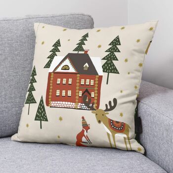 Housse de coussin Cabane de Noël 50x50 cm 100% coton 2