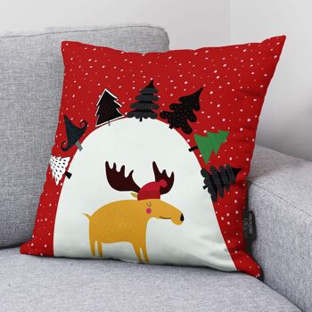 Housse de coussin Renne de Noël 50x50 cm 100% coton 2