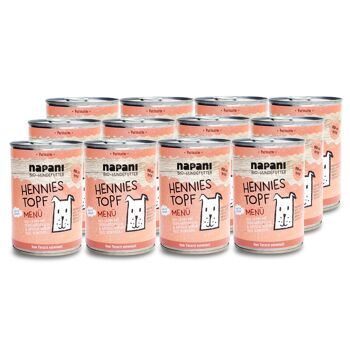 Menu bio pour chien Hennies pot 12 x 400g