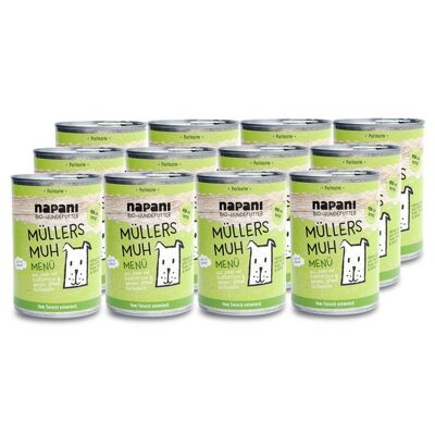 Menu bio pour chiens de Müller's Moo 12 x 400g