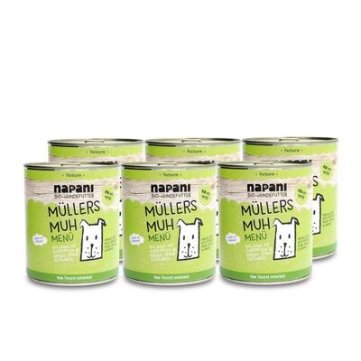 Organic menu for dogs from Müller's Moo 6 x 800g