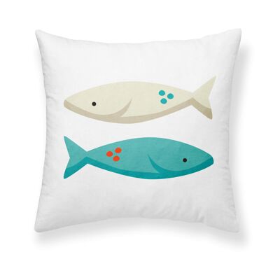 100% cotton cushion cover 50x50 cm Blue Fish