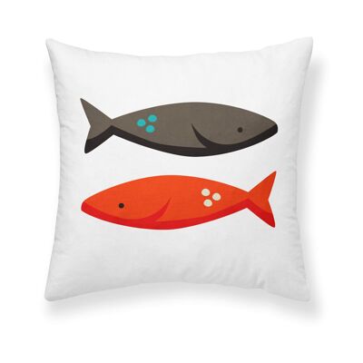 Housse de coussin 100% coton 50x50 cm Poisson Rouge