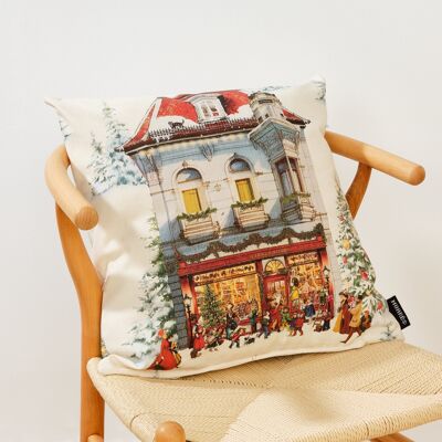 Kissenbezug aus 100 % Baumwolle „Christmas City B“ 50x50 cm