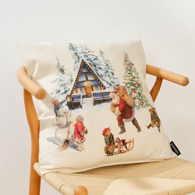 Kissenbezug „Weihnachtslandschaft“ aus 100 % Baumwolle, Größe A, 50 x 50 cm
