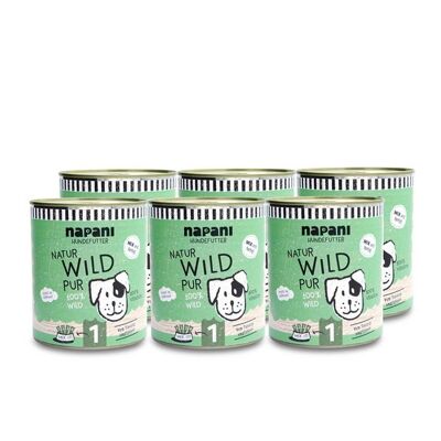 Cibo in scatola per cani, selvaggina pura 6 x 800g