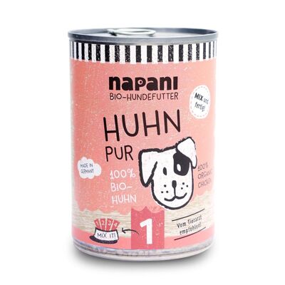 Organic canned food for dogs, pure chicken, 400g