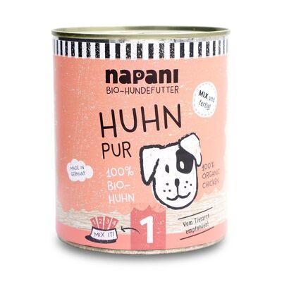 Organic canned food for dogs, pure chicken, 800g