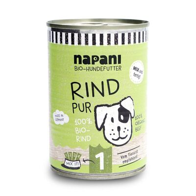 Organic canned food for dogs, pure beef, 400g