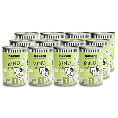 Bio-Dosenfutter für Hunde, Rind pur 12 x 400g