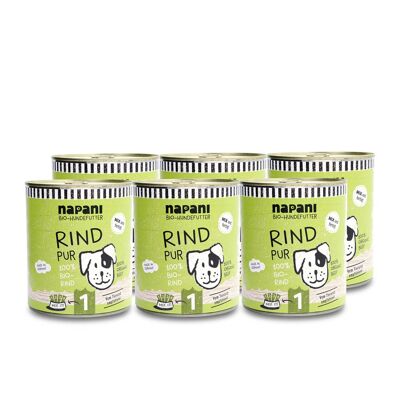 Organic canned food for dogs, pure beef 6 x 800g