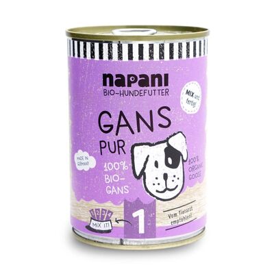 Organic canned food for dogs, pure goose, 400g