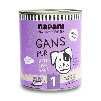Organic canned food for dogs, pure goose, 800g