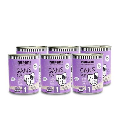 Organic canned food for dogs, pure goose 6 x 800g