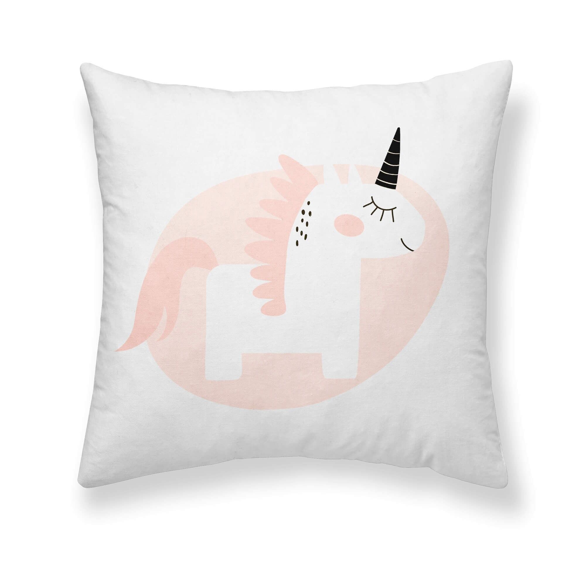 Fodera per cuscino reversibile 100% cotone 50x50 cm Unicorno