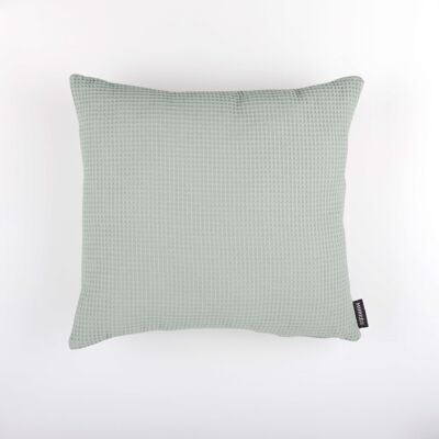 Housse de coussin gaufrée vert d'eau 50x50 cm