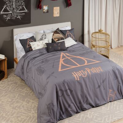 Funda nórdica con botones 100% algodón Deathly Hallows