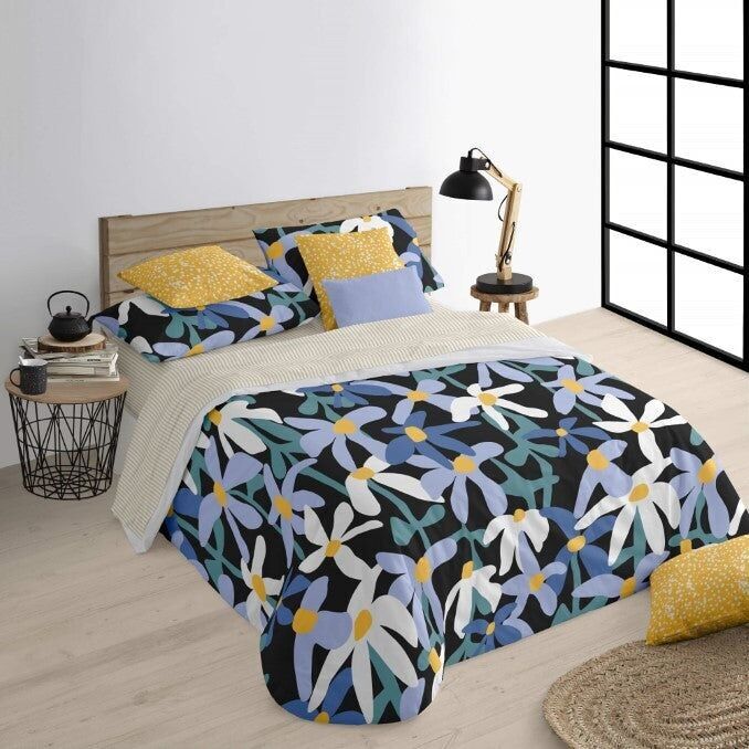 Copripiumino con bottoni Dharan in cotone 100%.