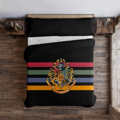 Copripiumino con bottoni 100% cotone Hogwarts Nero