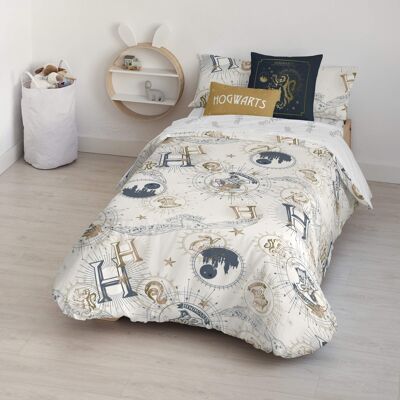 Housse de couette avec boutons 100% coton HPotter Gold Beige