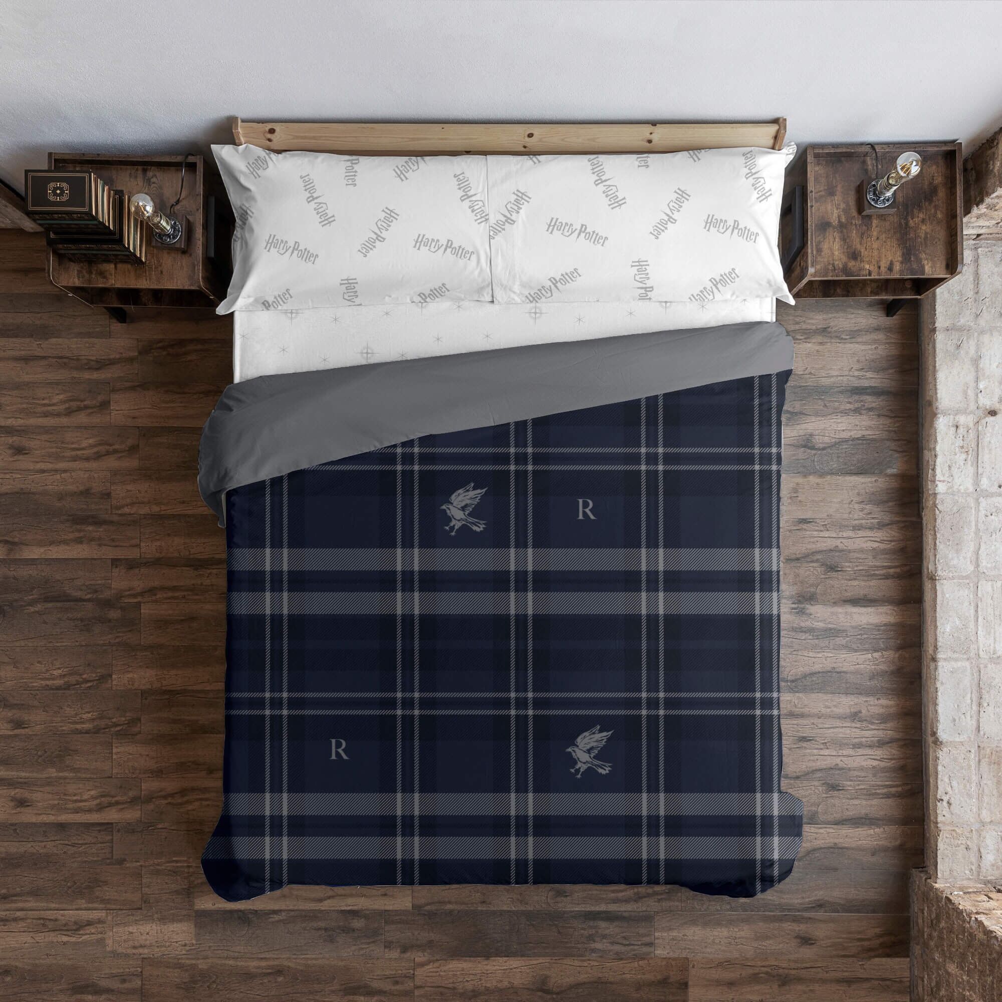 Funda nórdica con botones 100% algodón Ravenclaw Cuadro
