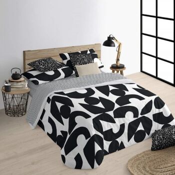 Housse de couette à boutons 100% coton Tansen Noir 1