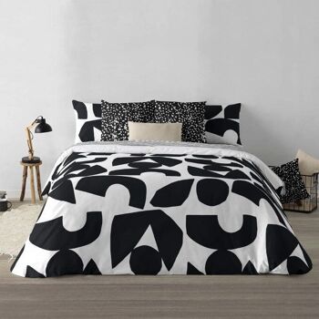 Housse de couette à boutons 100% coton Tansen Noir 4