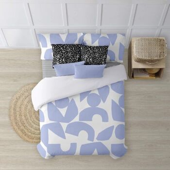 Housse de couette à boutons 100% coton Bleu Tansen 3