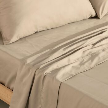 Ensemble de draps en satin 300 fils Ciment 8